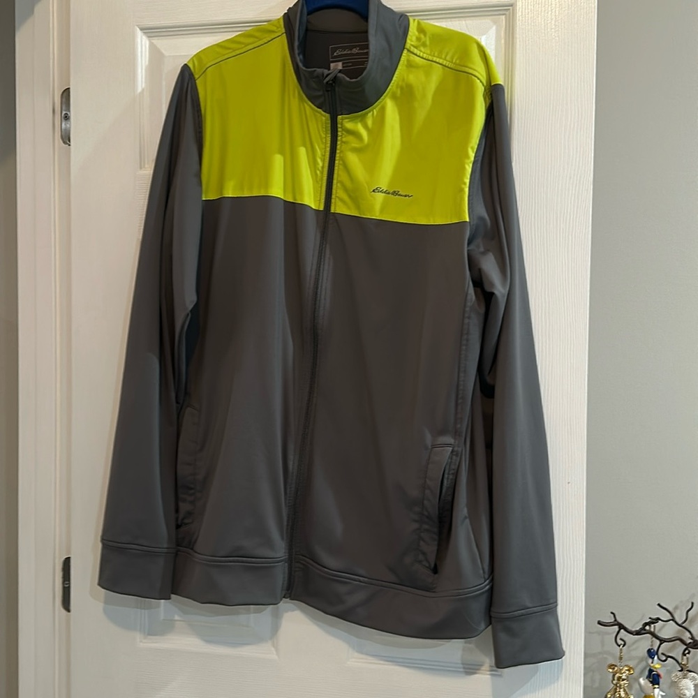 Eddie Bauer Motion Men's XL Full Zip Yellow Gray High Visibility Jacket